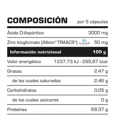 DAA (ACIDO D-ASPARTICO + ZINC) - 90 CÁPS.