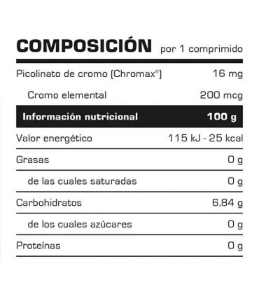 PICOLINATO DE CROMO 200 MCG - 50 TABS.